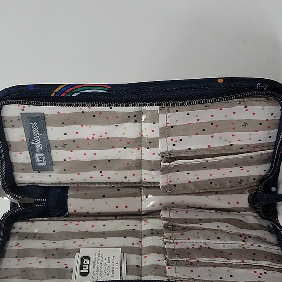 Lug Navy Quilted Cosmetic Brush Holder/Wristlet with Rainbow Accents NWOT - Picture 10 of 15